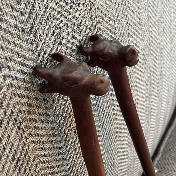 🌸Host Pick🌸 Hand Carved Wooden Salad Servers. Giraffes 13 Inches‎ - Picture 3 of 9